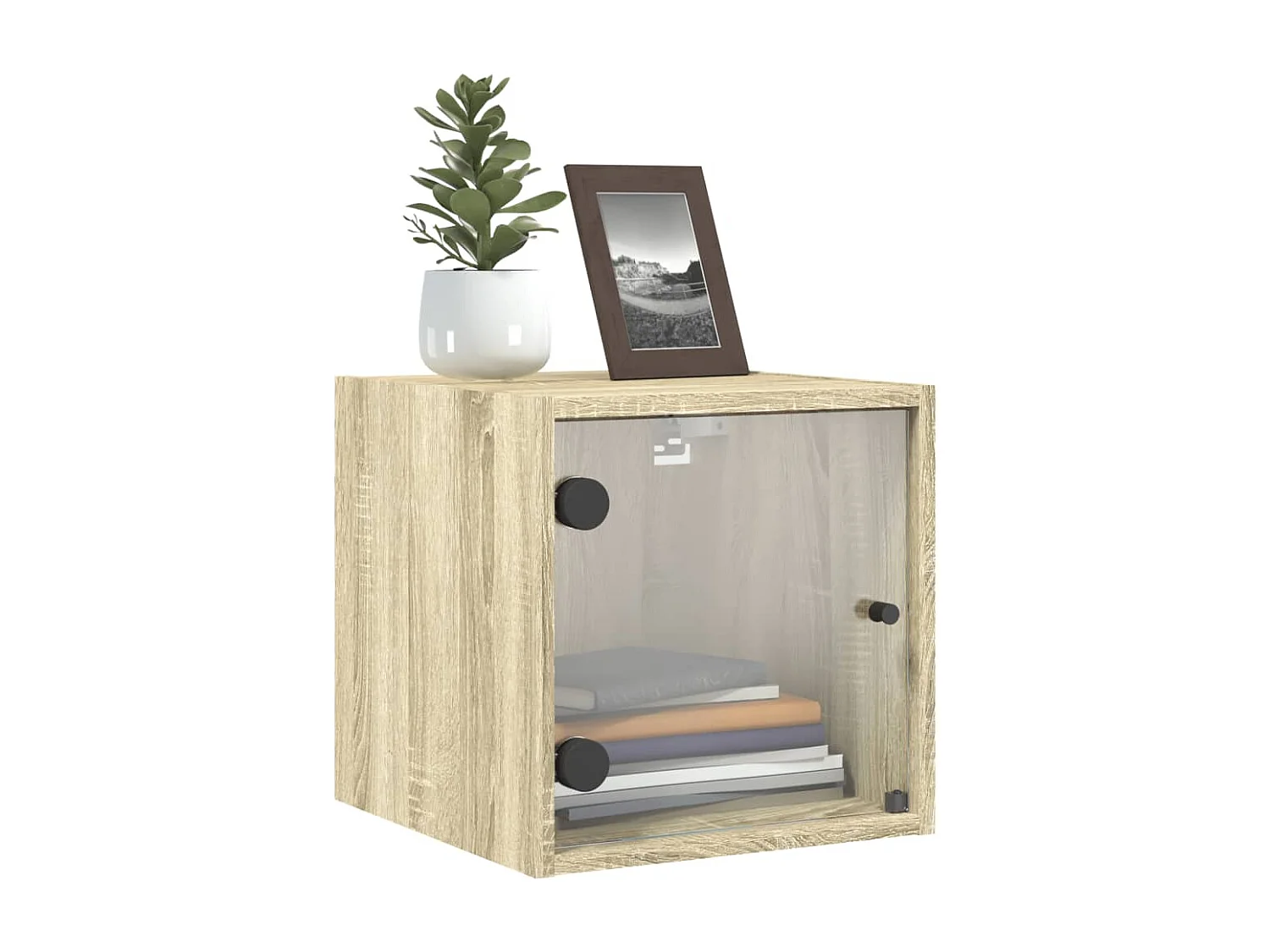 Nihat  Tables de chevet et portes vitrées 2pcs chêne sonoma 35x37x35cm