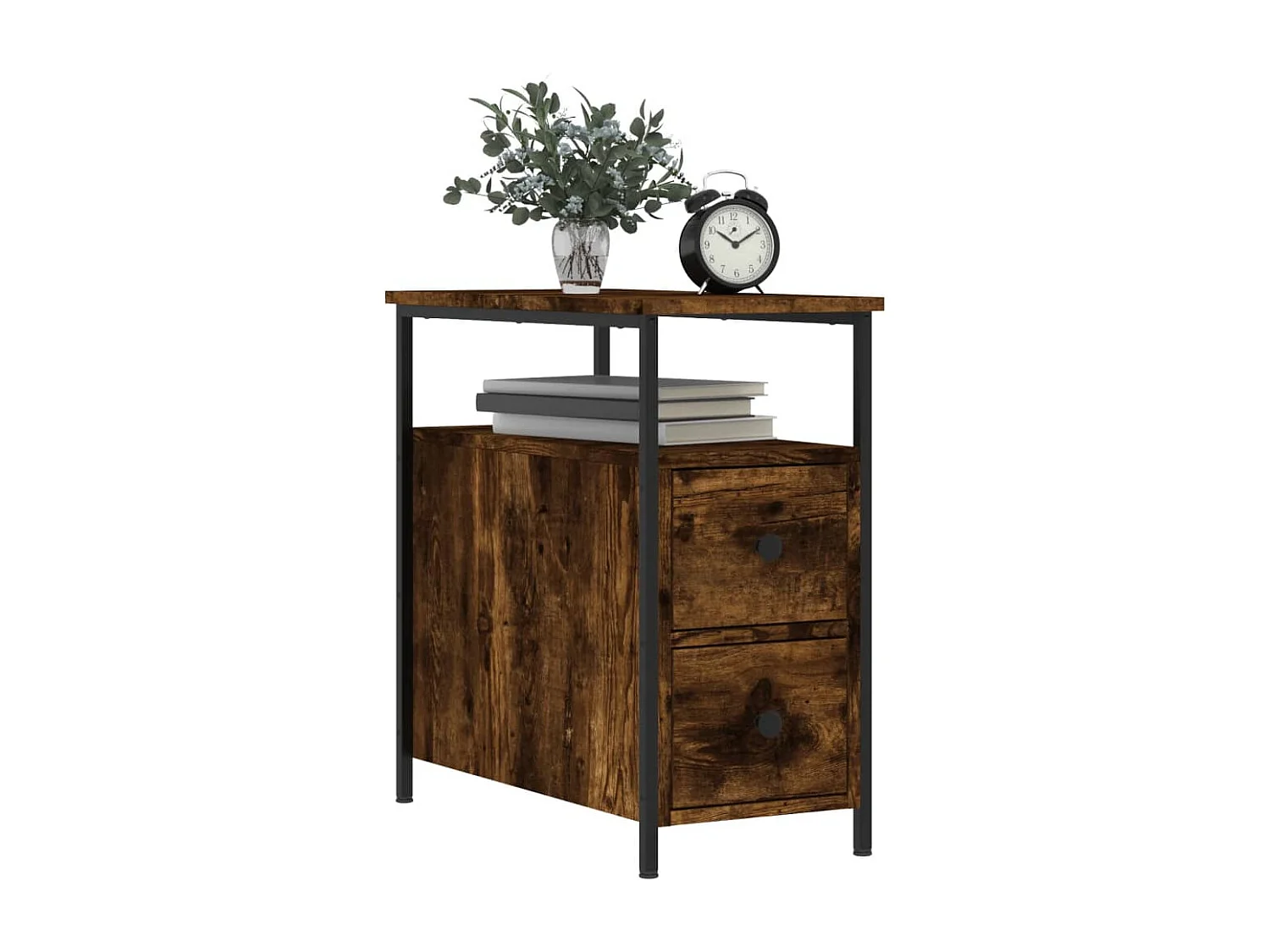 Chase City  Comodino Rovere Fumo 30x60x60 cm Legno Multistrato