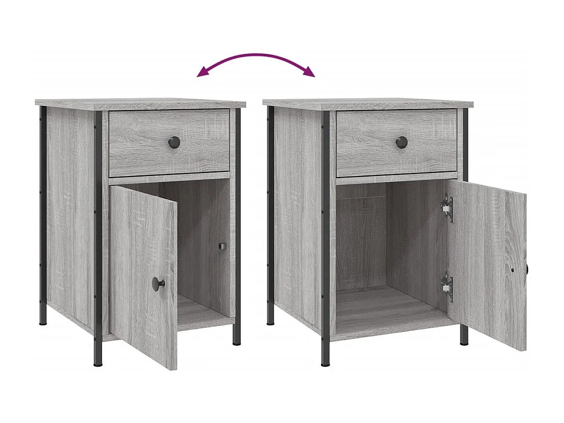 Qardir  Table de chevet sonoma gris 40x42x60 cm bois d'ingénierie