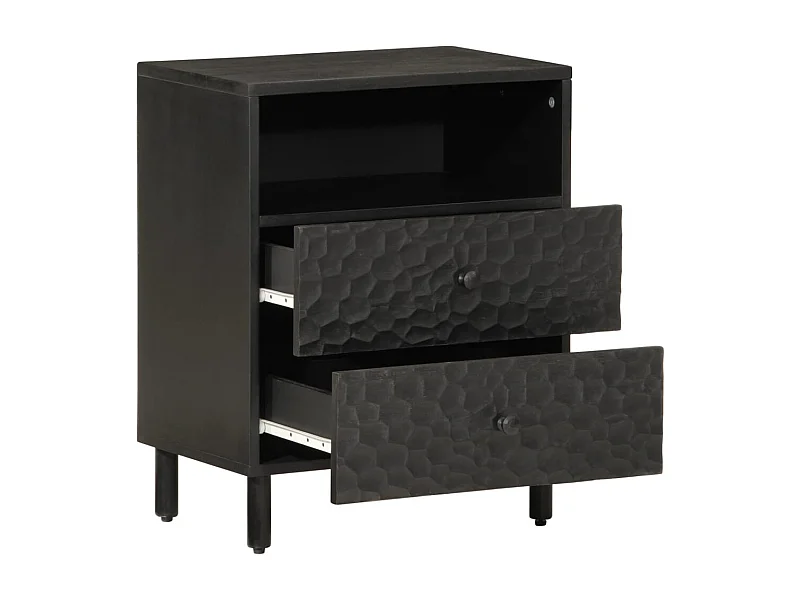 Yilmaz  Table de chevet noir 50x33x60 cm bois de manguier massif