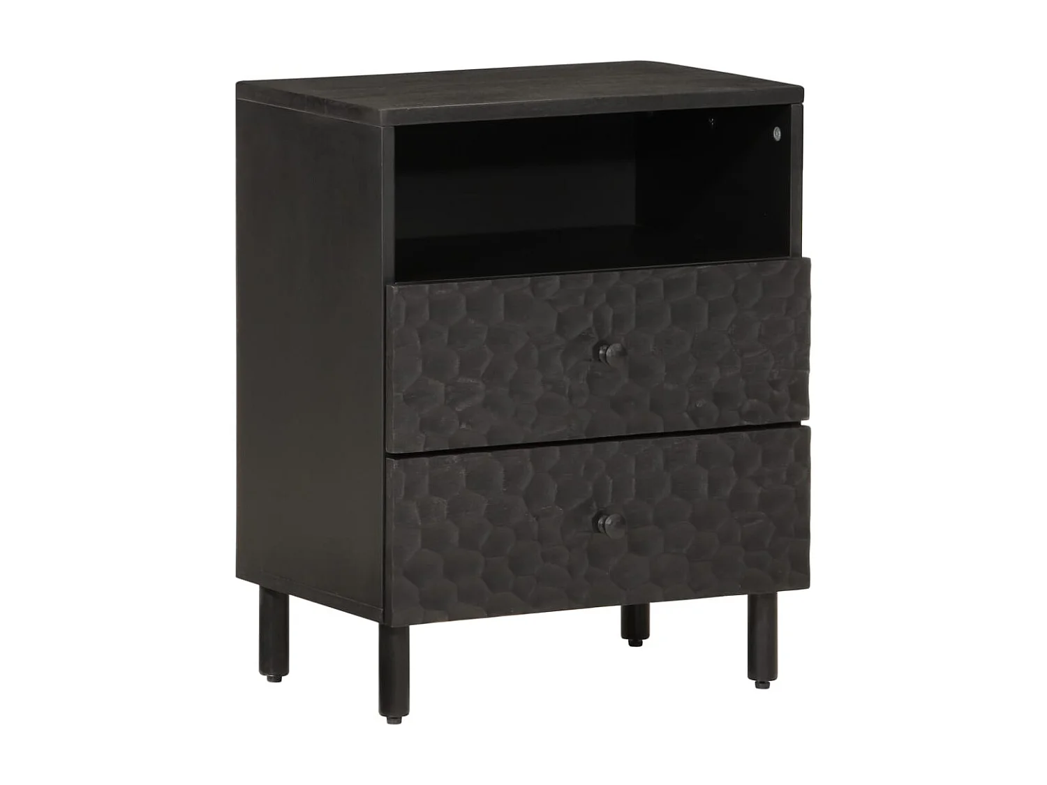 Yilmaz  Table de chevet noir 50x33x60 cm bois de manguier massif