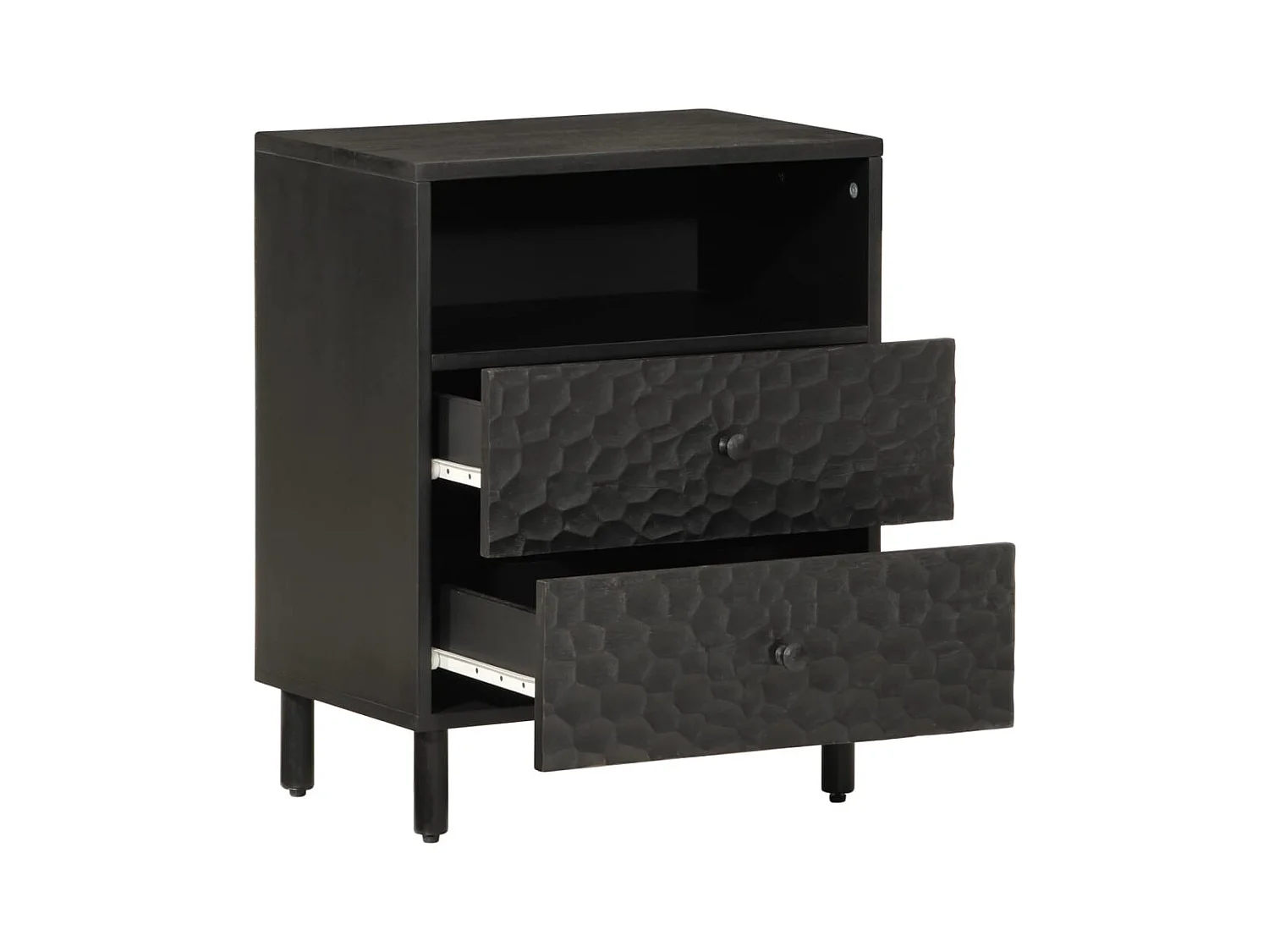 Yilmaz  Table de chevet noir 50x33x60 cm bois de manguier massif
