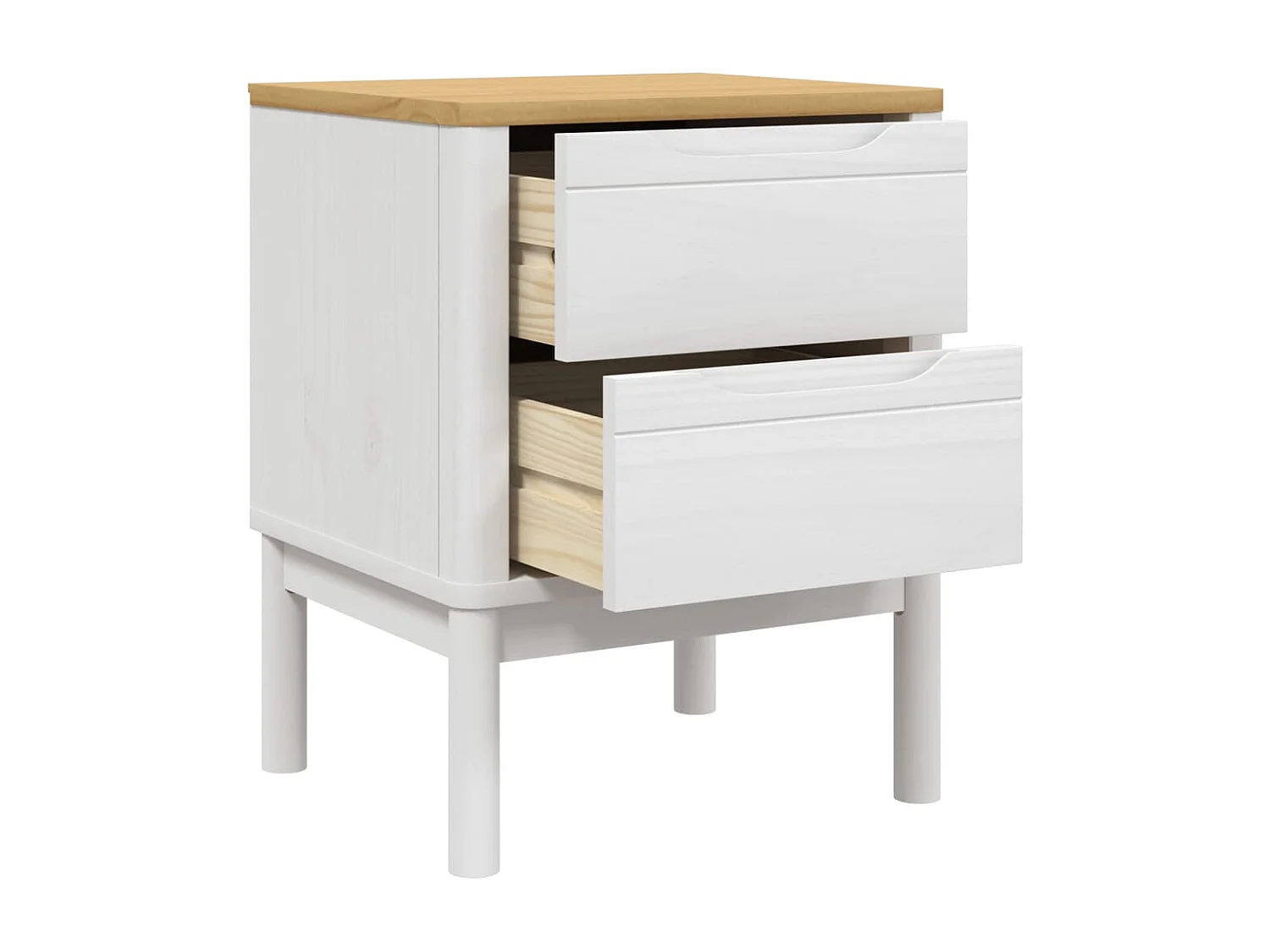 Skenda  Mesita de noche FLORO madera maciza de pino blanco 45x39x57 cm