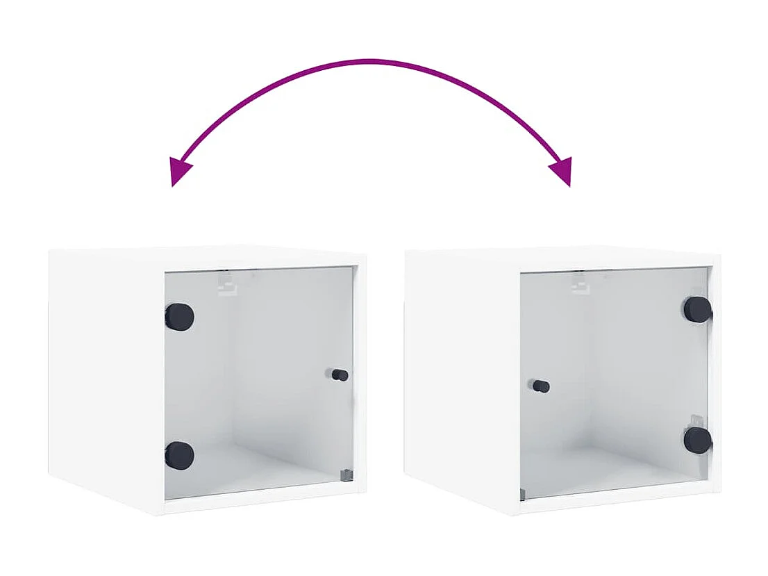 Nihat  Nachttisch mit Glastür Weiß 35x37x35 cm