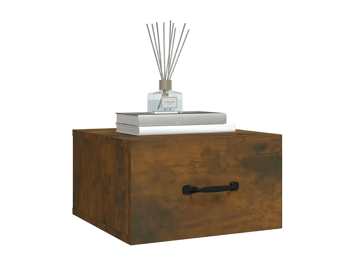 Gemma  Table de chevet murale Chêne fumé 35x35x20 cm