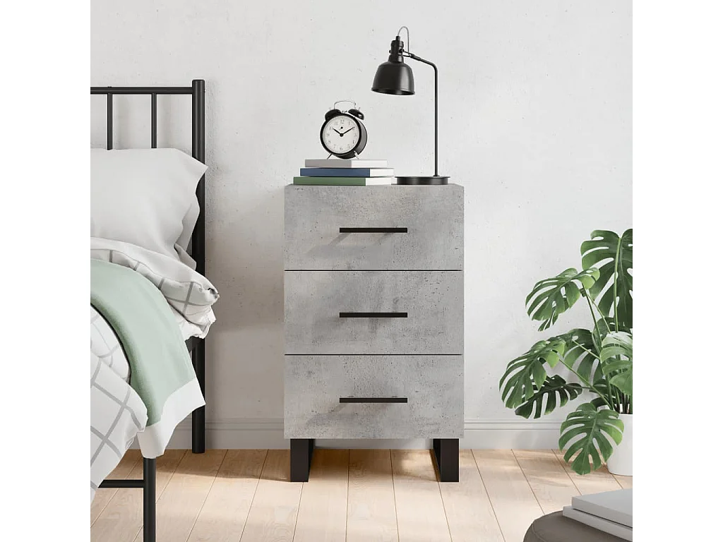 Eilven  Table de chevet gris béton 40x40x66 cm bois d'ingénierie