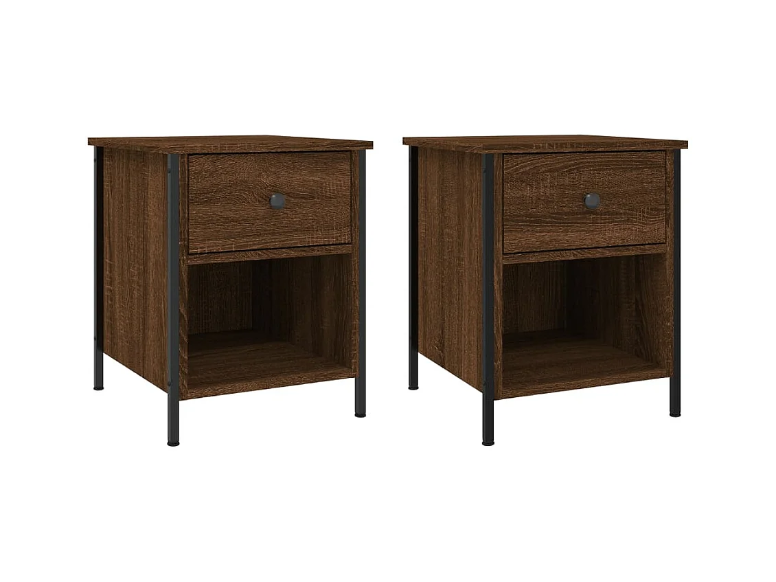 Tobia  Tables de chevet 2pcs chêne marron 40x42x50cm bois d'ingénierie