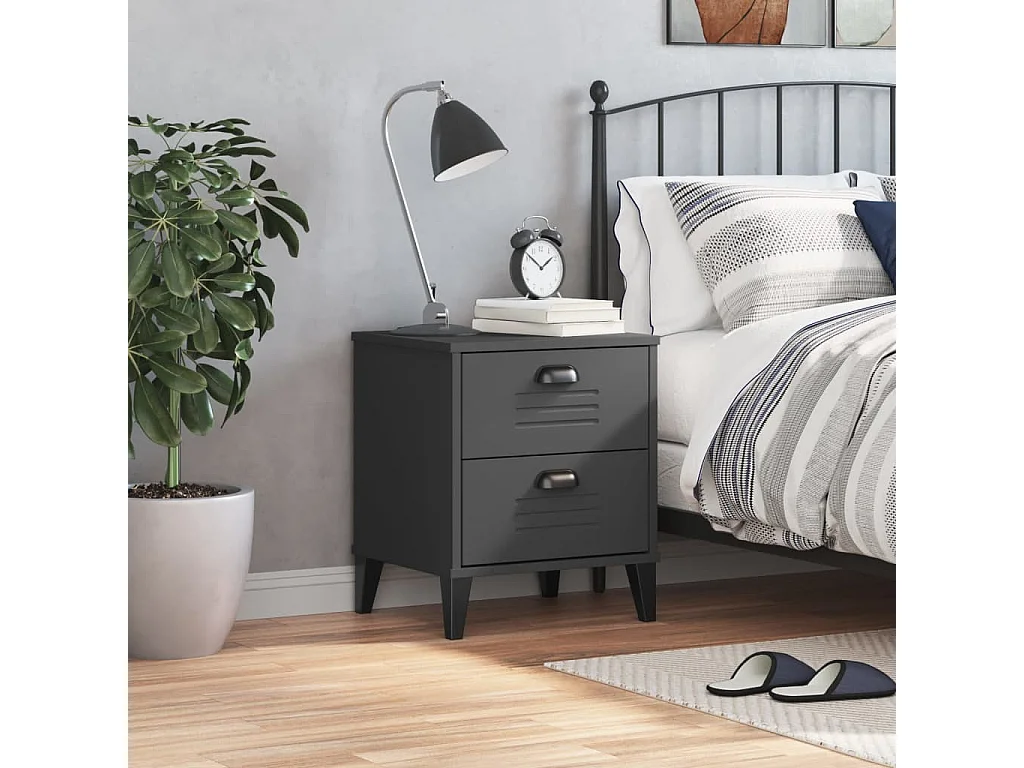 Pylor  Table de chevet VIKEN gris anthracite bois d'ingénierie