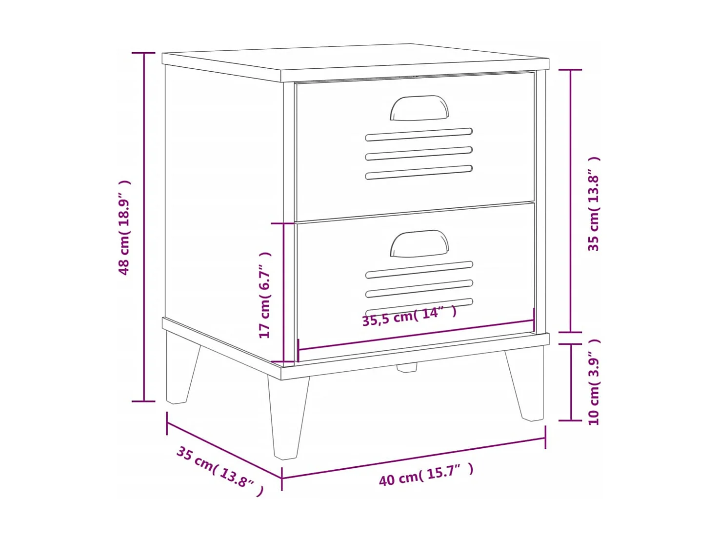 Pylor  Table de chevet VIKEN gris anthracite bois d'ingénierie
