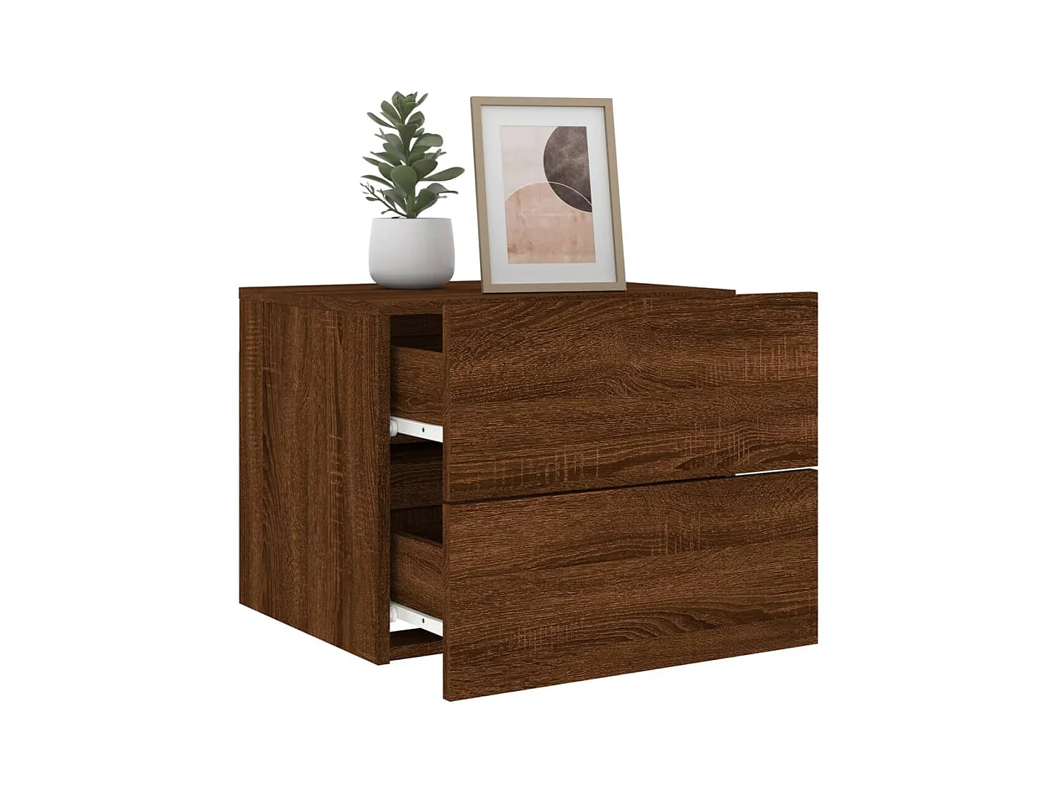 Rhylan  Tables de chevet murales avec lumières LED 2 pcs chêne marron