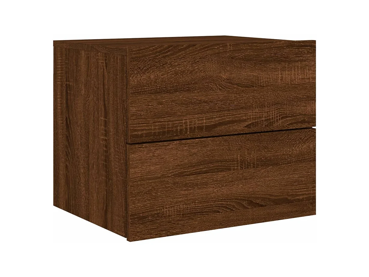 Rhylan  Tables de chevet murales avec lumières LED 2 pcs chêne marron