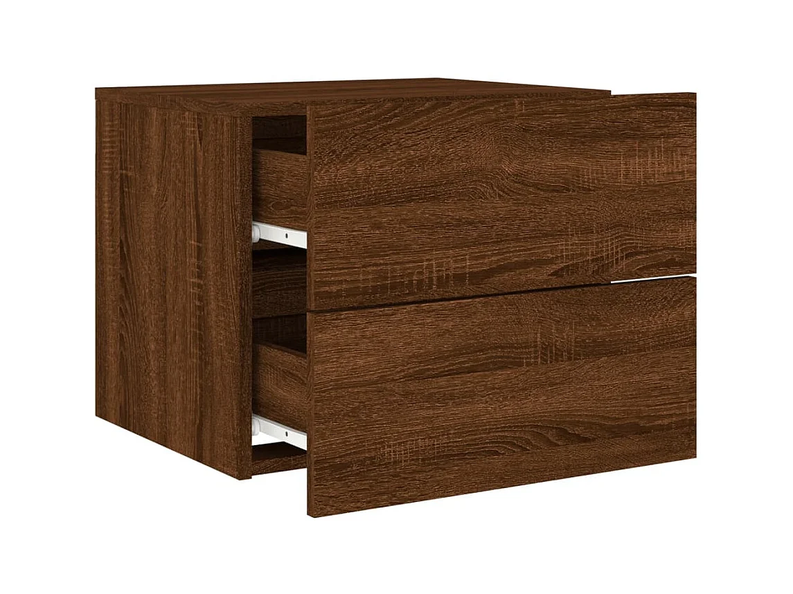 Rhylan  Tables de chevet murales avec lumières LED 2 pcs chêne marron