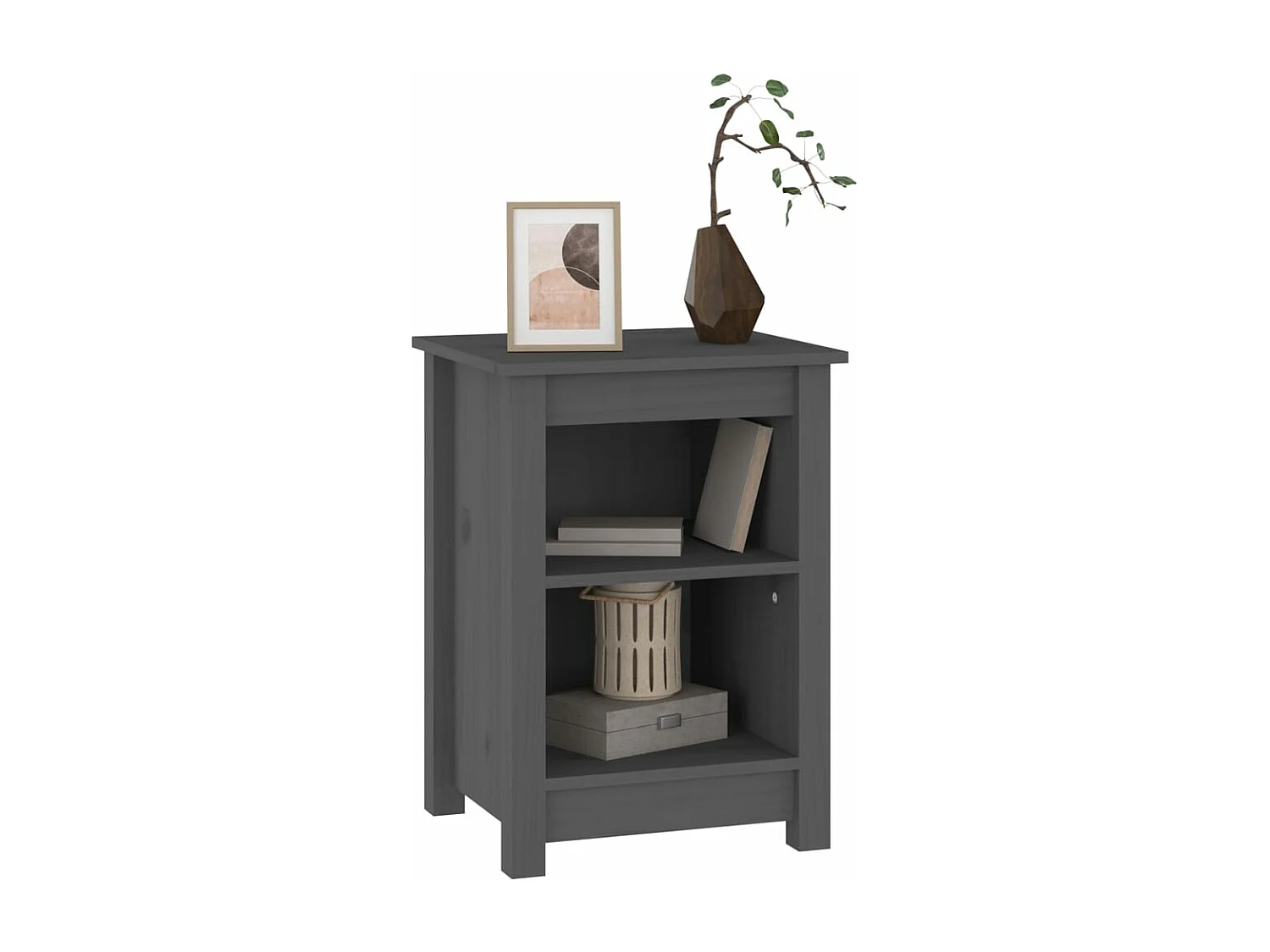 Waldoboro  Table de chevet Gris 40x35x55 cm Bois de pin solide