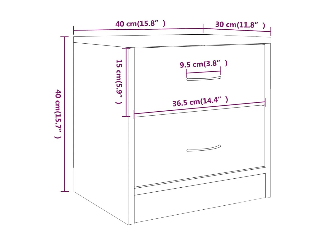 Wytse  Table de chevet Chêne fumé 40x30x40 cm Bois d'ingénierie