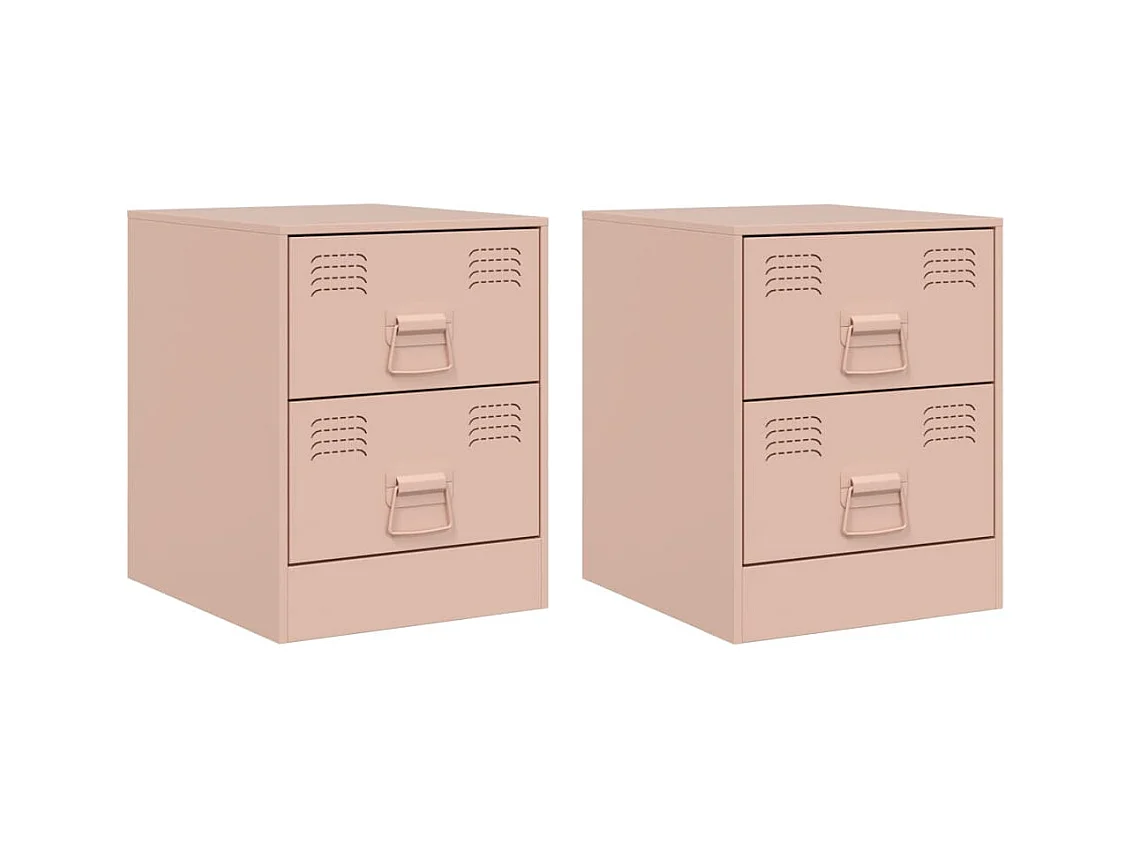Groton  Tables de chevet 2 pcs rose 34,5x39x44 cm acier