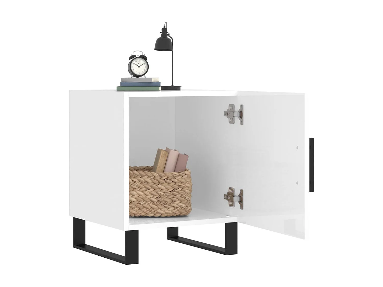 Kuopio  Comodini 2pz Bianco Lucido 40x40x50 cm in Legno Multistrato