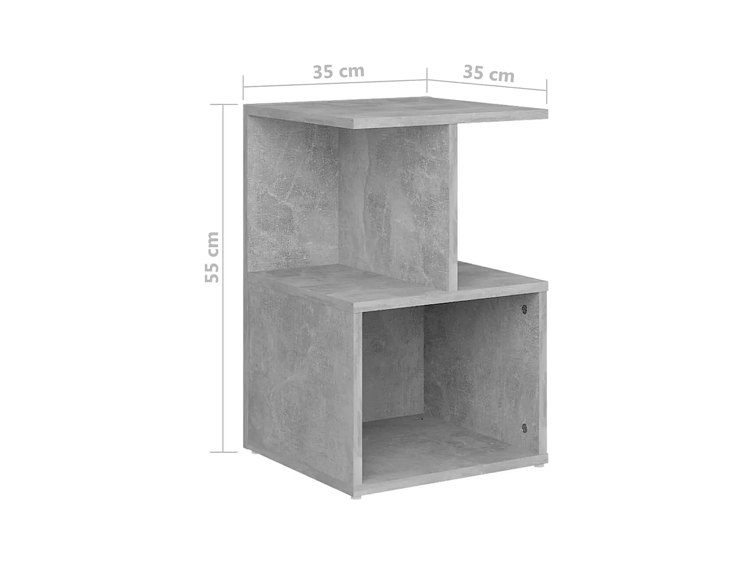 Pam  Table de chevet gris béton 35x35x55 cm bois d'ingénierie