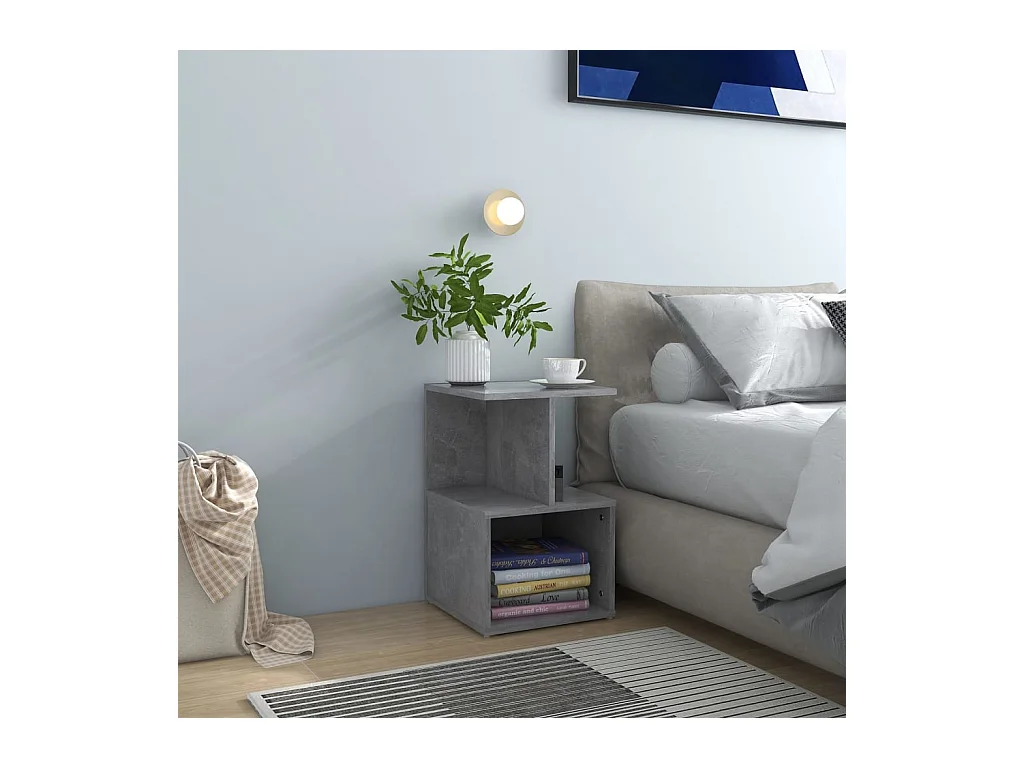 Pam  Table de chevet gris béton 35x35x55 cm bois d'ingénierie