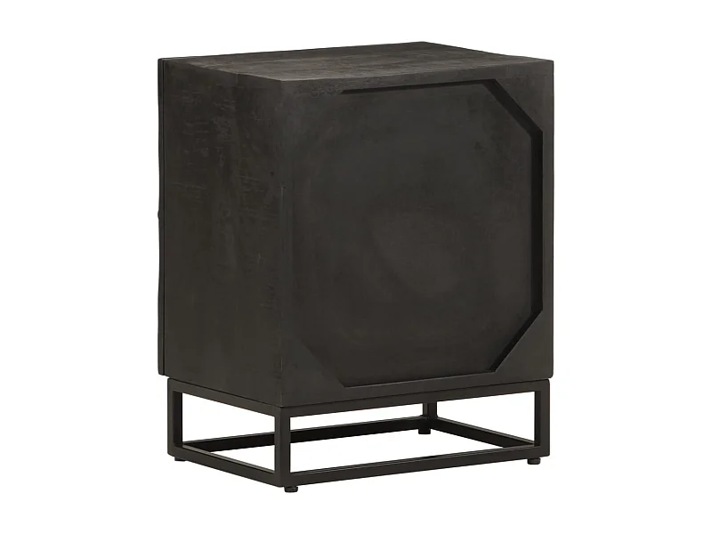 Garden Furniture -  Table de chevet noir 40x30x50 cm bois massif manguier et fer