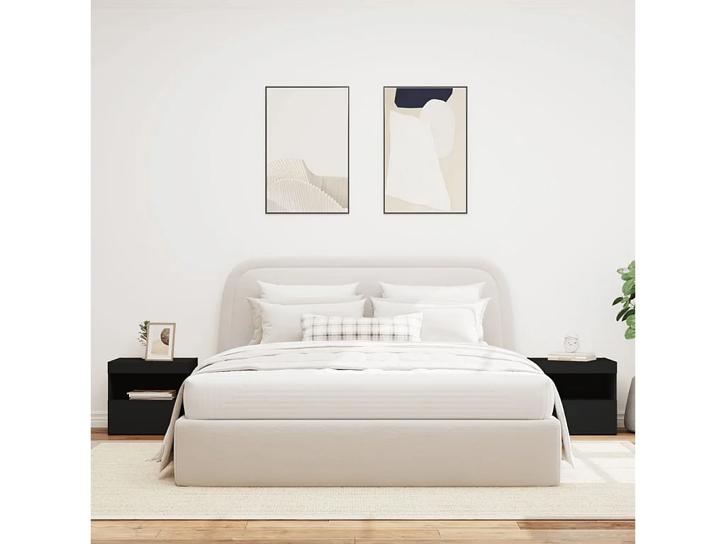 Prolenta Premium -  Nachtkastjes met LED-verlichting 2 st 50x40x45 cm zwart