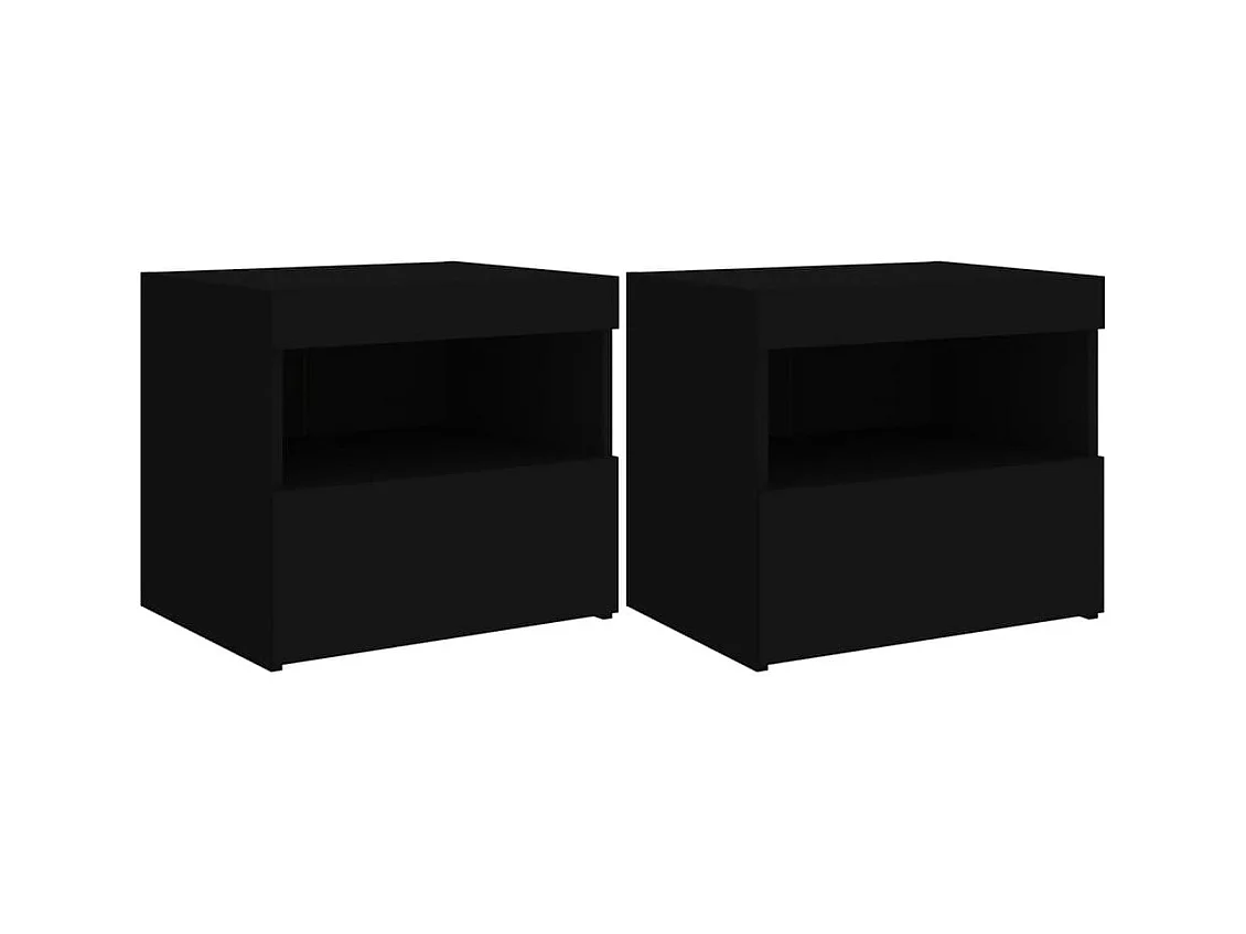 Prolenta Premium -  Tables de chevet avec lumières LED 2 pcs noir 50x40x45 cm