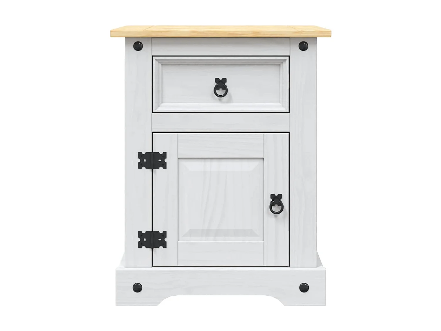 Grindir  Table de chevet Gamme Corona pin mexicain Blanc 53x39x67 cm