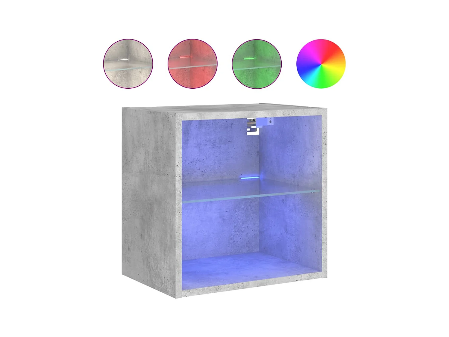 Prolenta Premium -  Table de chevet murale avec lumières LED gris béton
