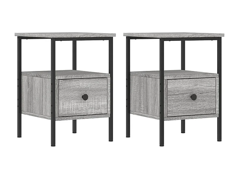 Broadlands  Nachtkastjes 2 st 34x36x50 cm bewerkt hout grijs sonoma eiken