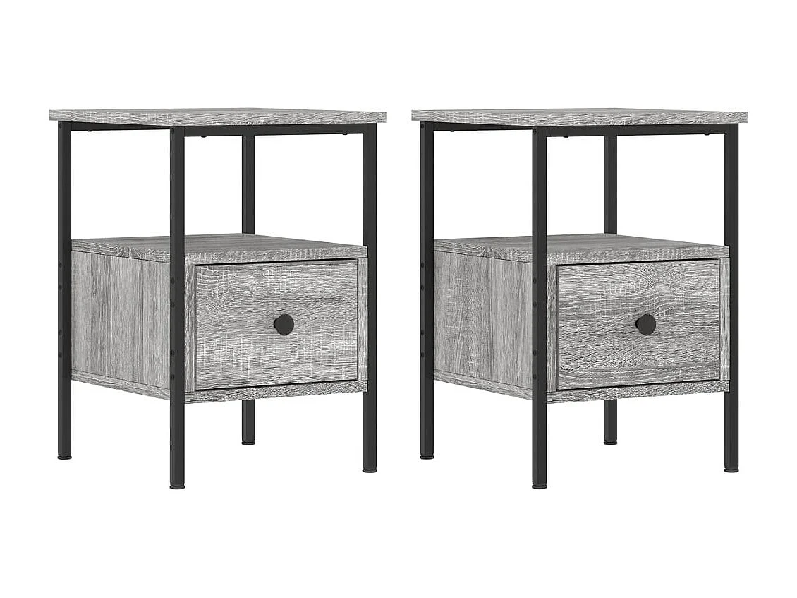 Broadlands  Nachtkastjes 2 st 34x36x50 cm bewerkt hout grijs sonoma eiken