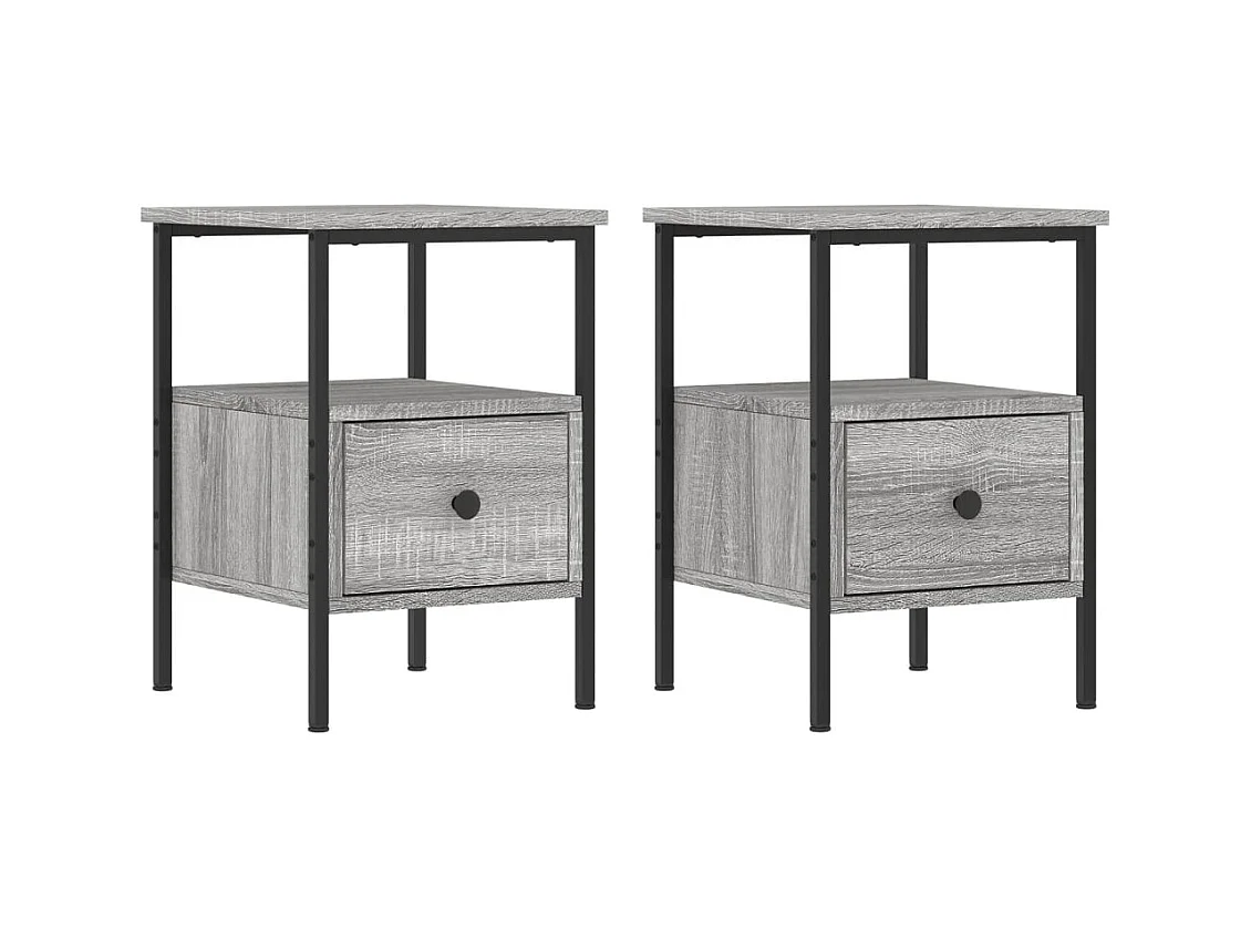 Broadlands  Nachtkastjes 2 st 34x36x50 cm bewerkt hout grijs sonoma eiken