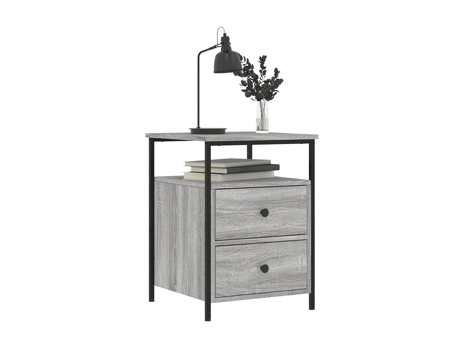 Janora  Nachtkastjes 2 st 44x45x60 cm bewerkt hout grijs sonoma eiken