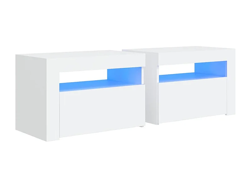 Julian  Tables de chevet 2 pcs avec LED Blanc 60x35x40 cm