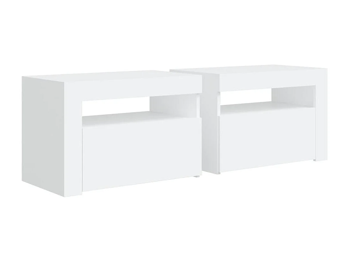 Julian  Tables de chevet 2 pcs avec LED Blanc 60x35x40 cm