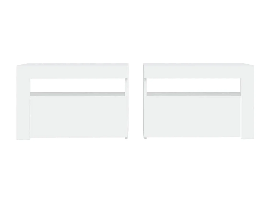 Julian  Tables de chevet 2 pcs avec LED Blanc 60x35x40 cm