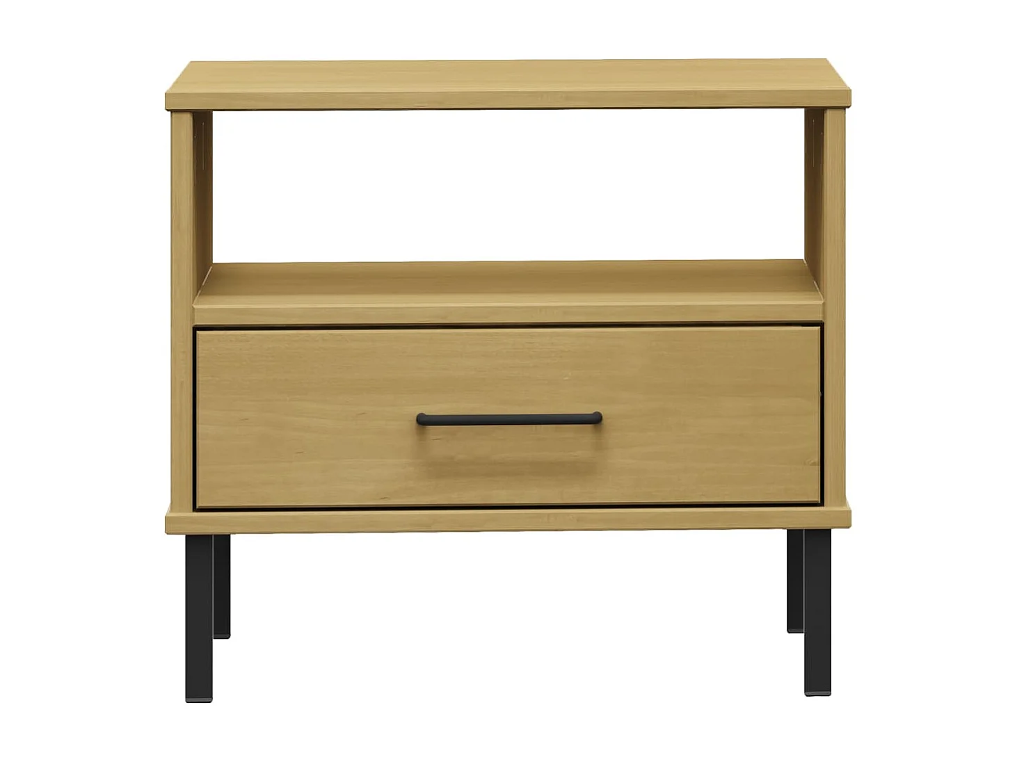 Jacques-Gilbert  Table de chevet avec pieds en métal Marron Bois pin massif OSLO