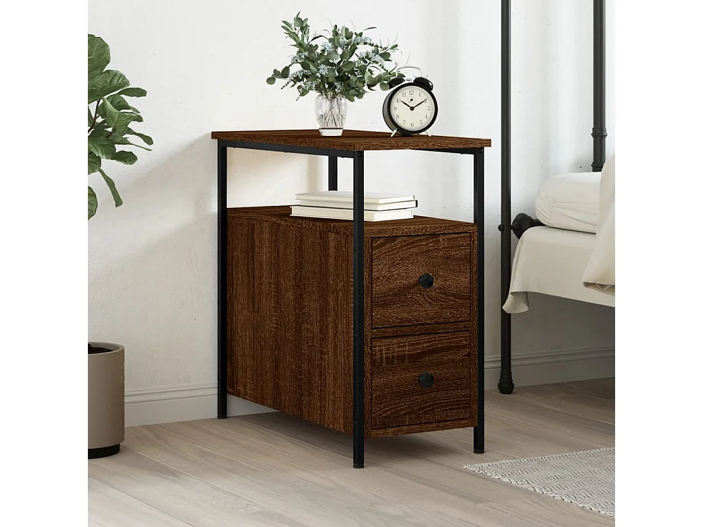 Chase City  Table de chevet chêne marron 30x60x60 cm bois d'ingénierie