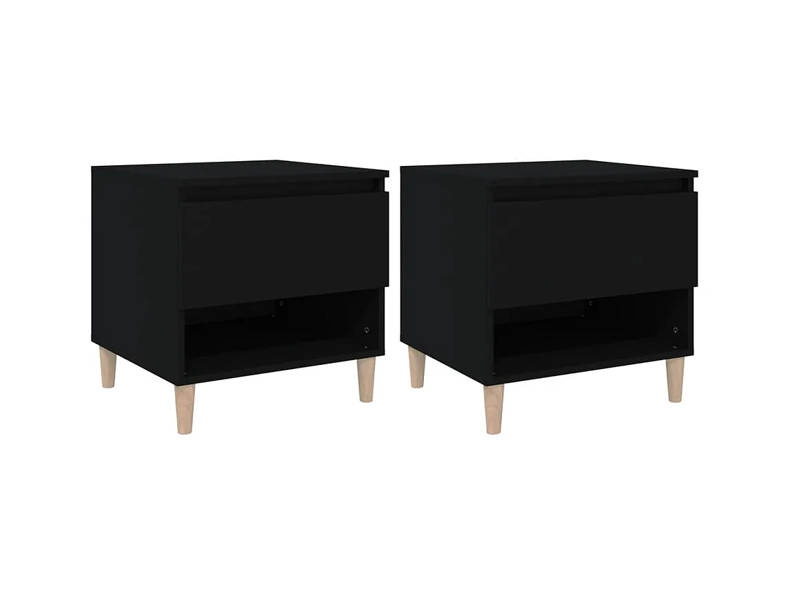Galorn  Nachtkastjes 2 st 50x46x50 cm bewerkt hout zwart