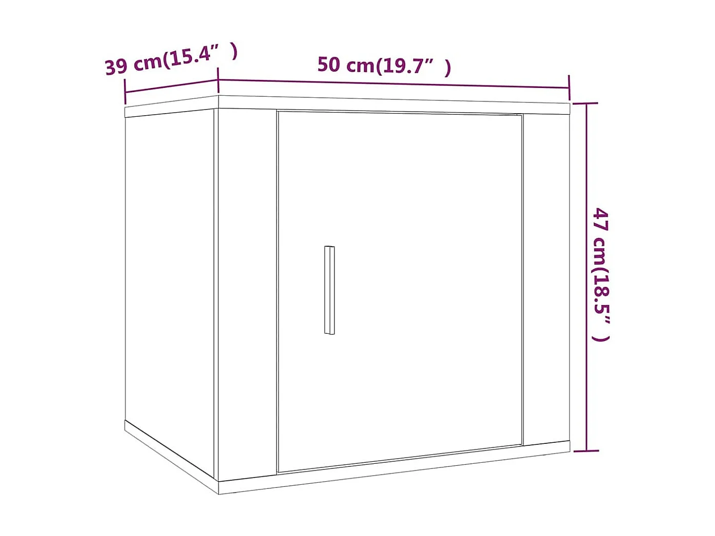 Quinty  Table de chevet Sonoma gris 50x39x47 cm
