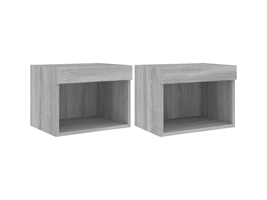 Mano  Tables de chevet murales avec lumières LED 2 pcs sonoma gris