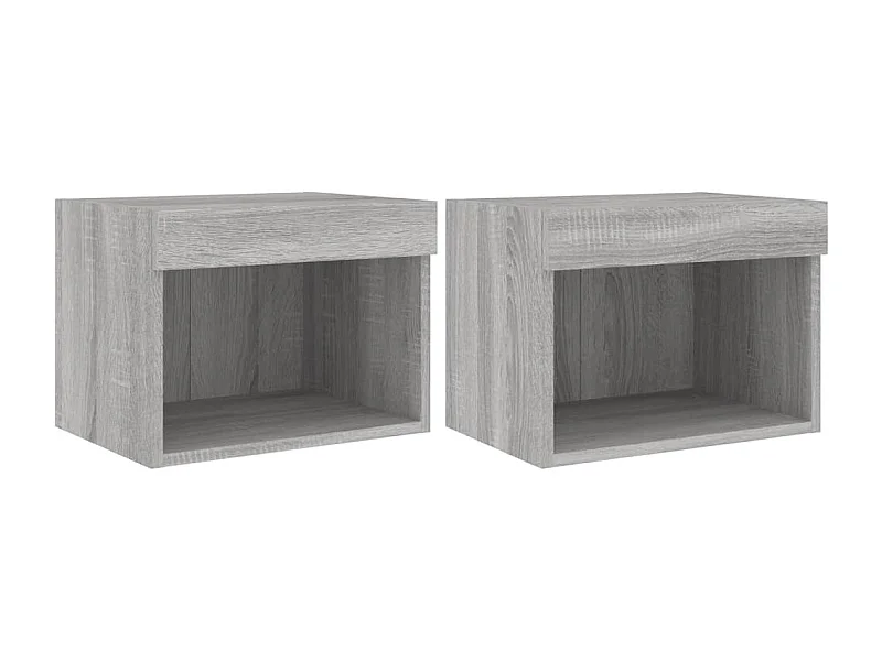 Mano  Tables de chevet murales avec lumières LED 2 pcs sonoma gris