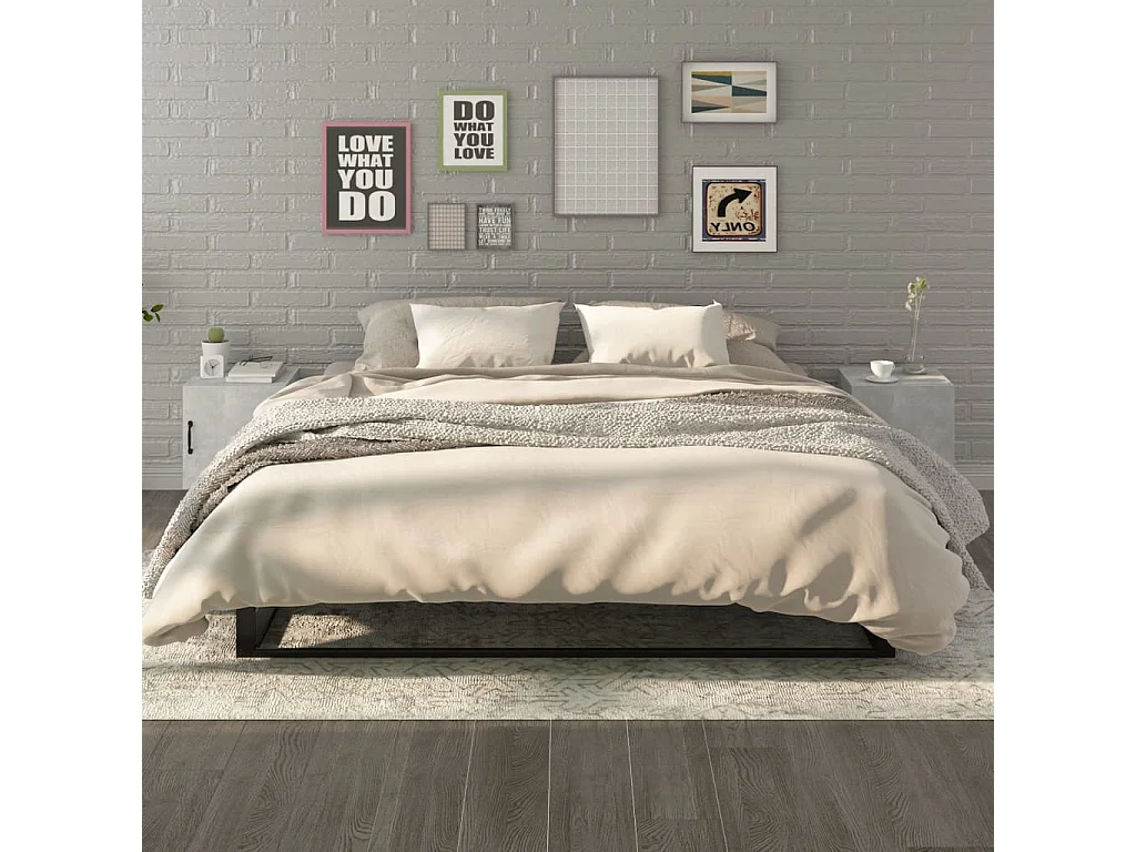 Hondo  Comodini 2 pz Grigio Cemento in Legno Multistrato