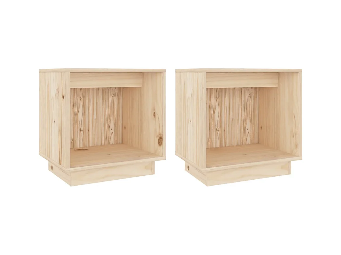 Kani  Nachtkastjes 2 st 40x30x40 cm massief grenenhout wit
