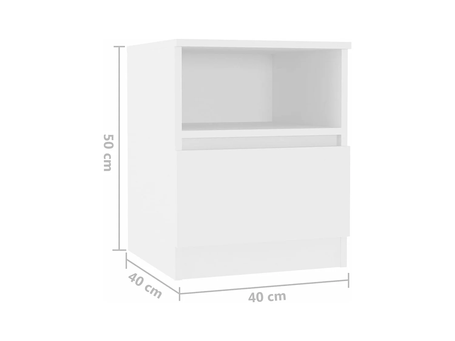 Wouter  Table de chevet Blanc 40x40x50 cm Aggloméré