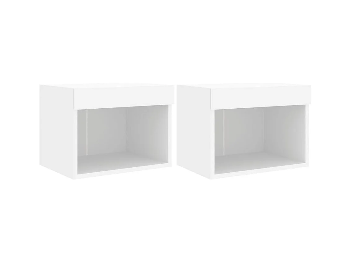 Prolenta Premium -  Tables de chevet murales avec lumières LED 2 pcs blanc