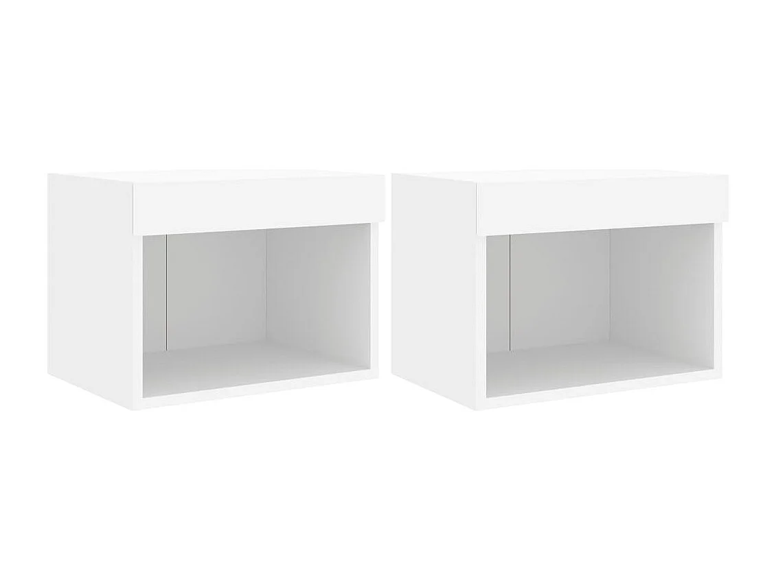Prolenta Premium -  Tables de chevet murales avec lumières LED 2 pcs blanc