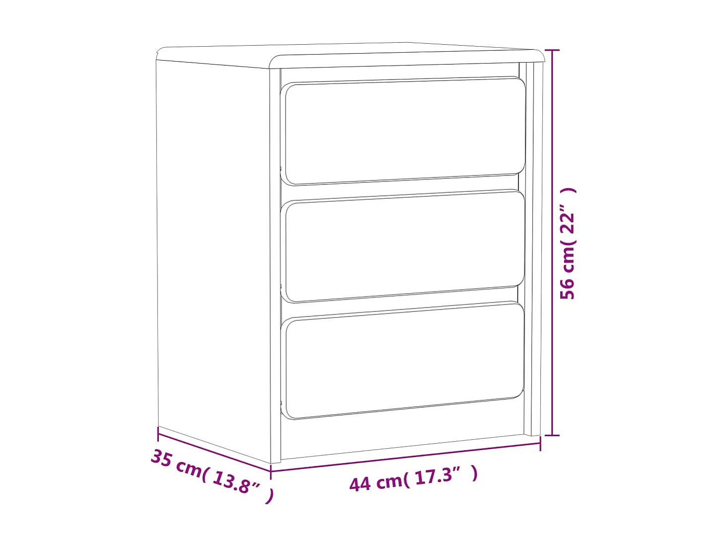 Prolenta Premium -  Nachtkastje SAUDA 44x35x56 cm massief grenenhout eikenkleur