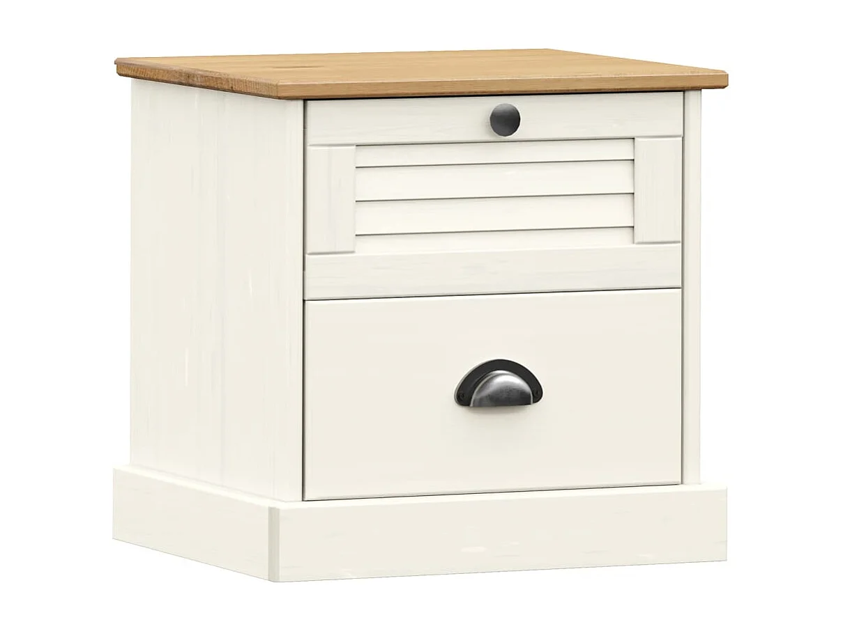 Bryndi  Comodino VIGO Bianco 42x35x42 cm in Legno Massello di Pino