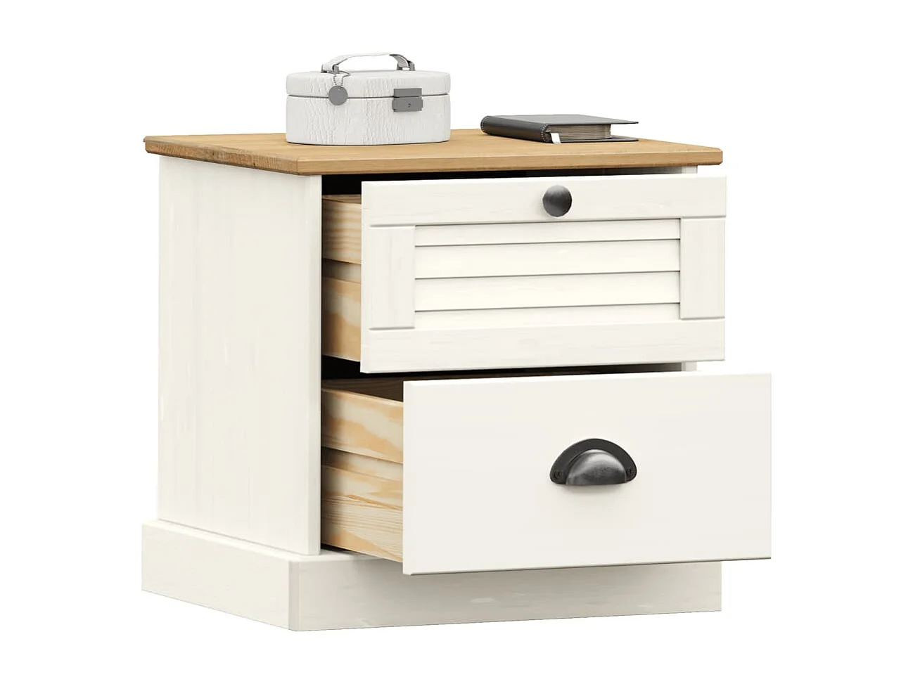 Bryndi  Comodino VIGO Bianco 42x35x42 cm in Legno Massello di Pino