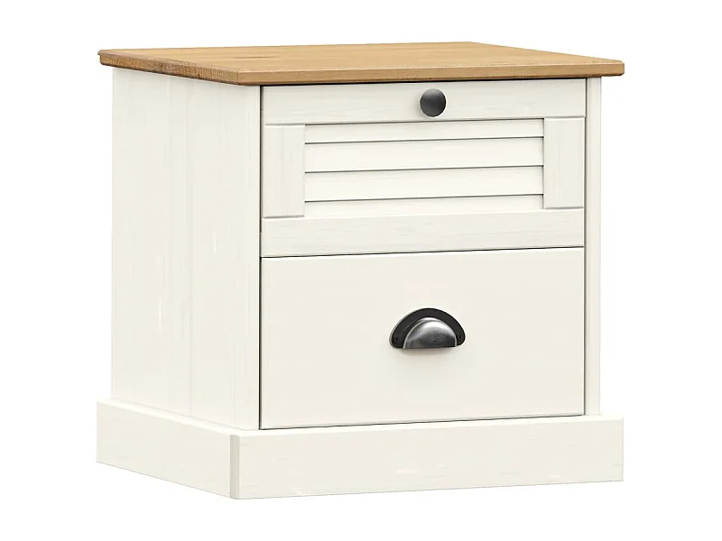 Bryndi  Comodino VIGO Bianco 42x35x42 cm in Legno Massello di Pino