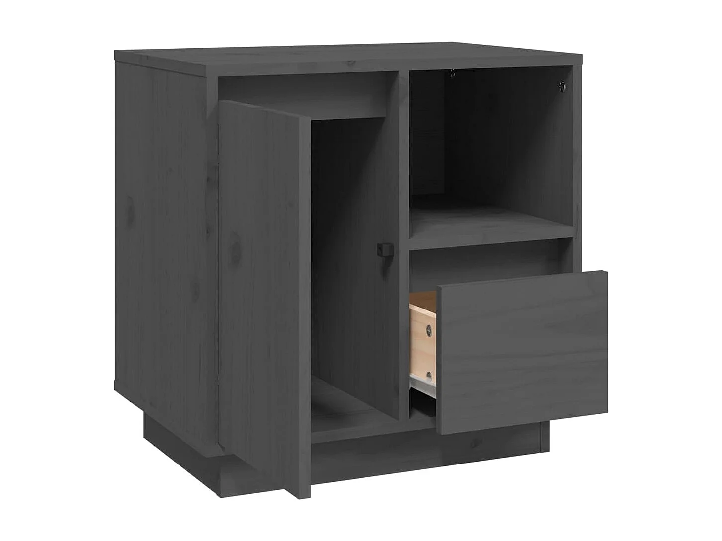 Hollidaysburg  Nachttisch Grau 50x34x50 cm Massivholz Kiefer